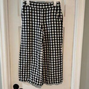 LOFT black and white check wide-leg pants